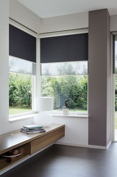 Rolgordijn, dubbelrolgordijn in cassette, Bandalux rolgordijnen. Vlaardingen, Rotterdam, Delft, Schiedam, Maassluis, Westland Binnenzonwering Vlaardingen, Maassluis, Maasland, Westland, Schiedam, Rotterdam